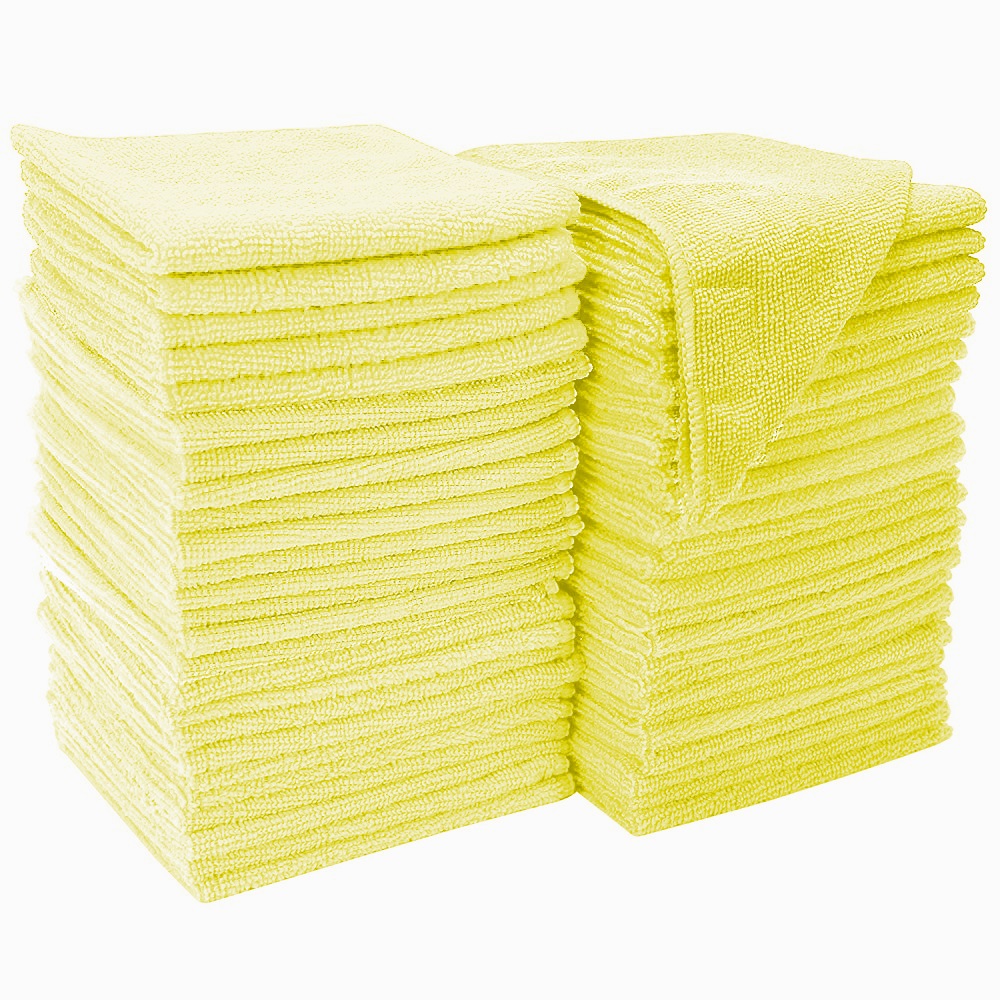 MAXIGLEAM Yellow Microfibre Cloths Case of 200 Cloths 40x40cms